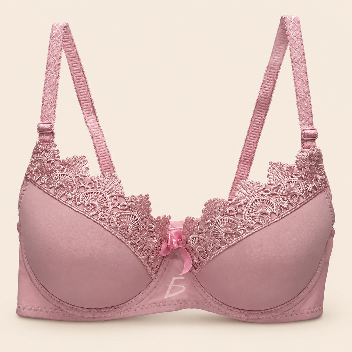 Brasier con encaje de copa completa rosa M