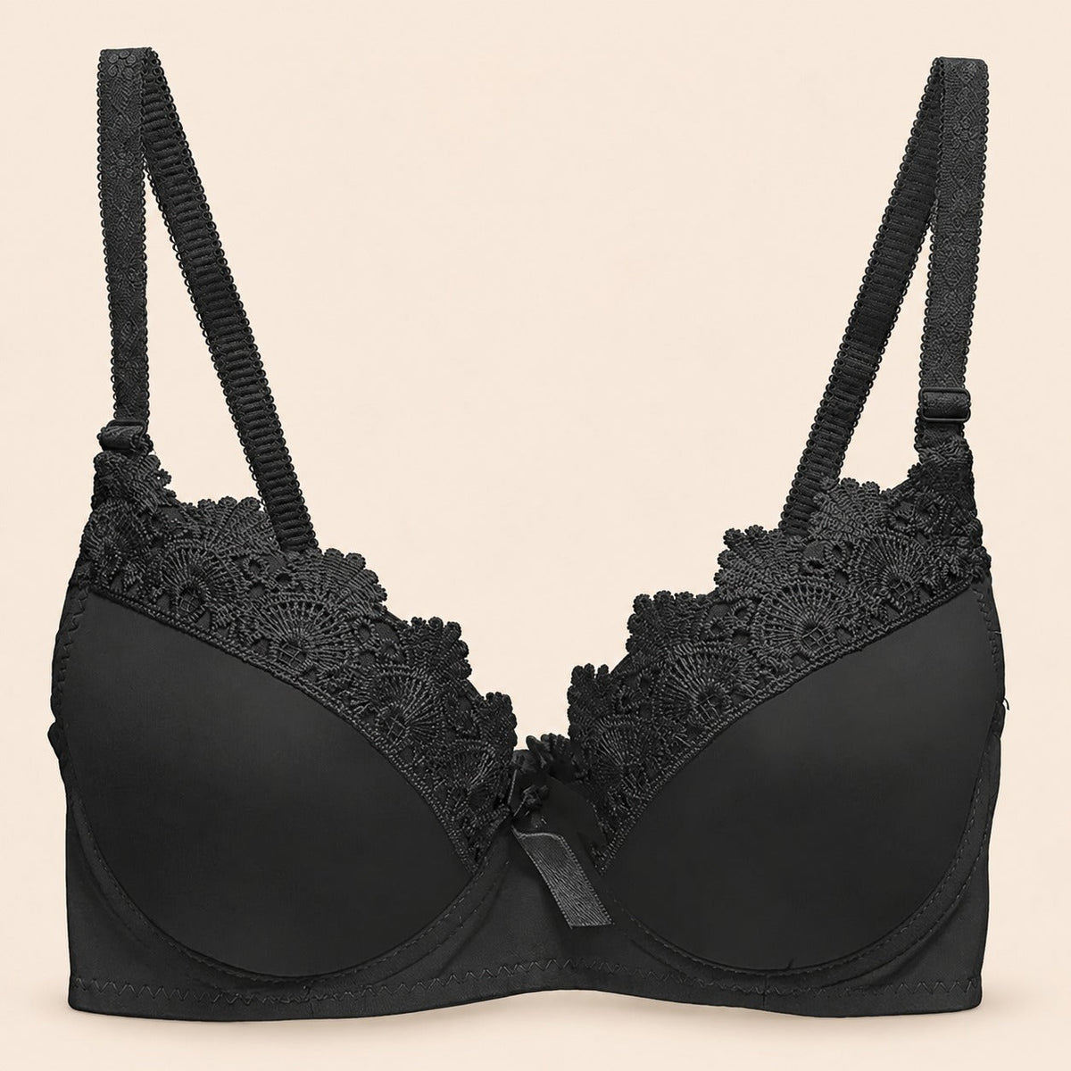 Brasier con encaje de copa completa negro M