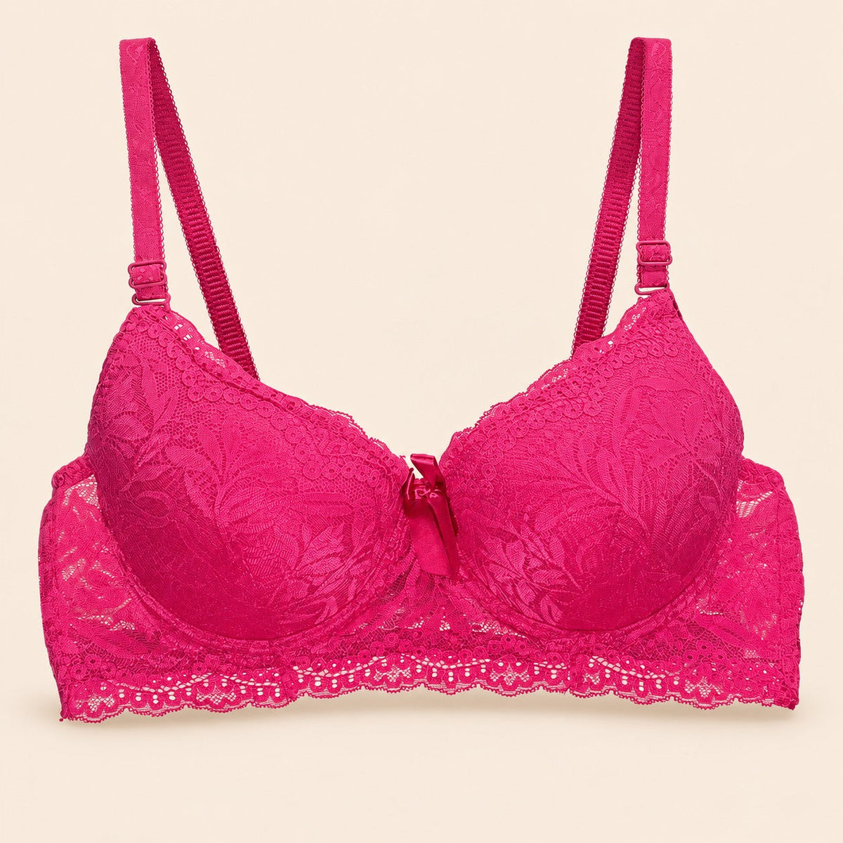 Brasier con encaje bordado push up fucsia M