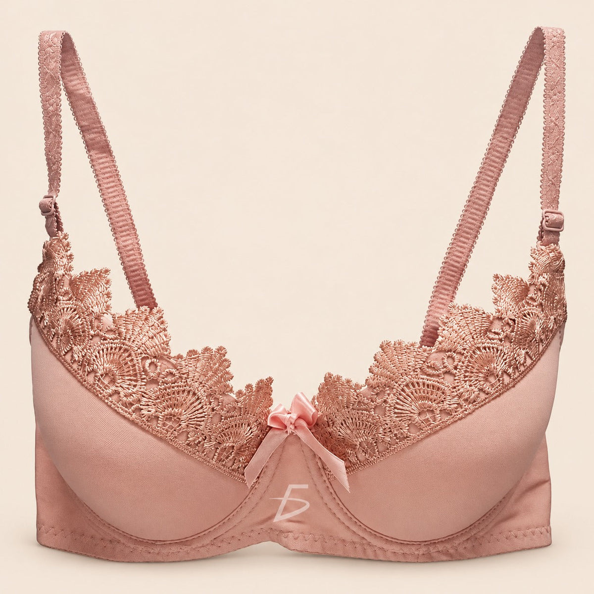 Brasier con encaje de copa completa coral M