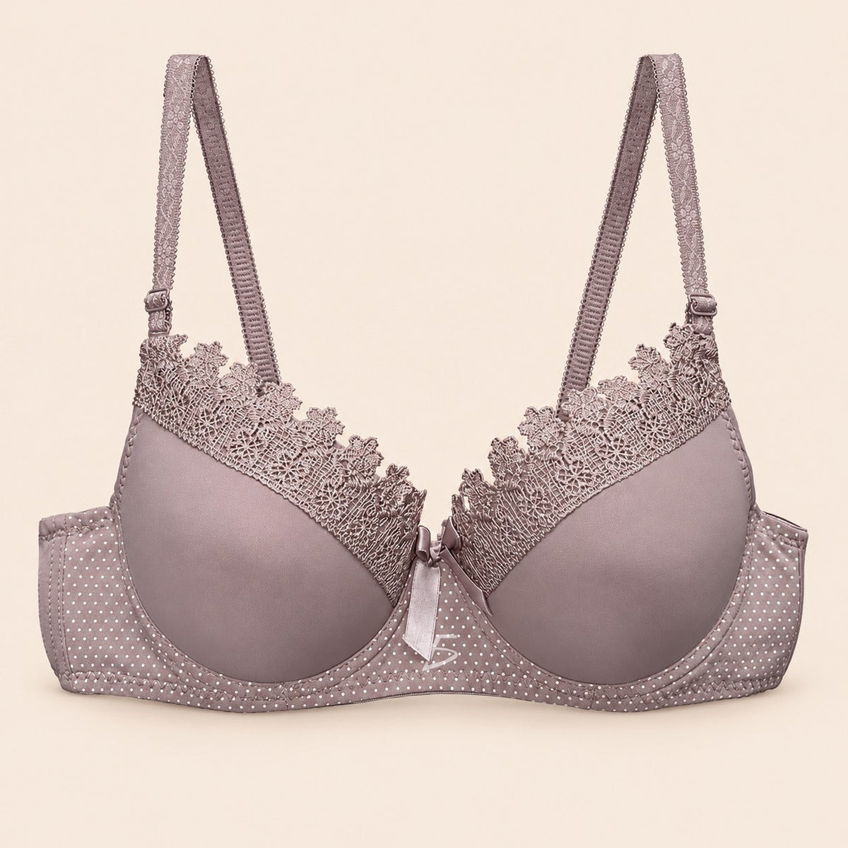 Brasier con encaje de copa completa beige M