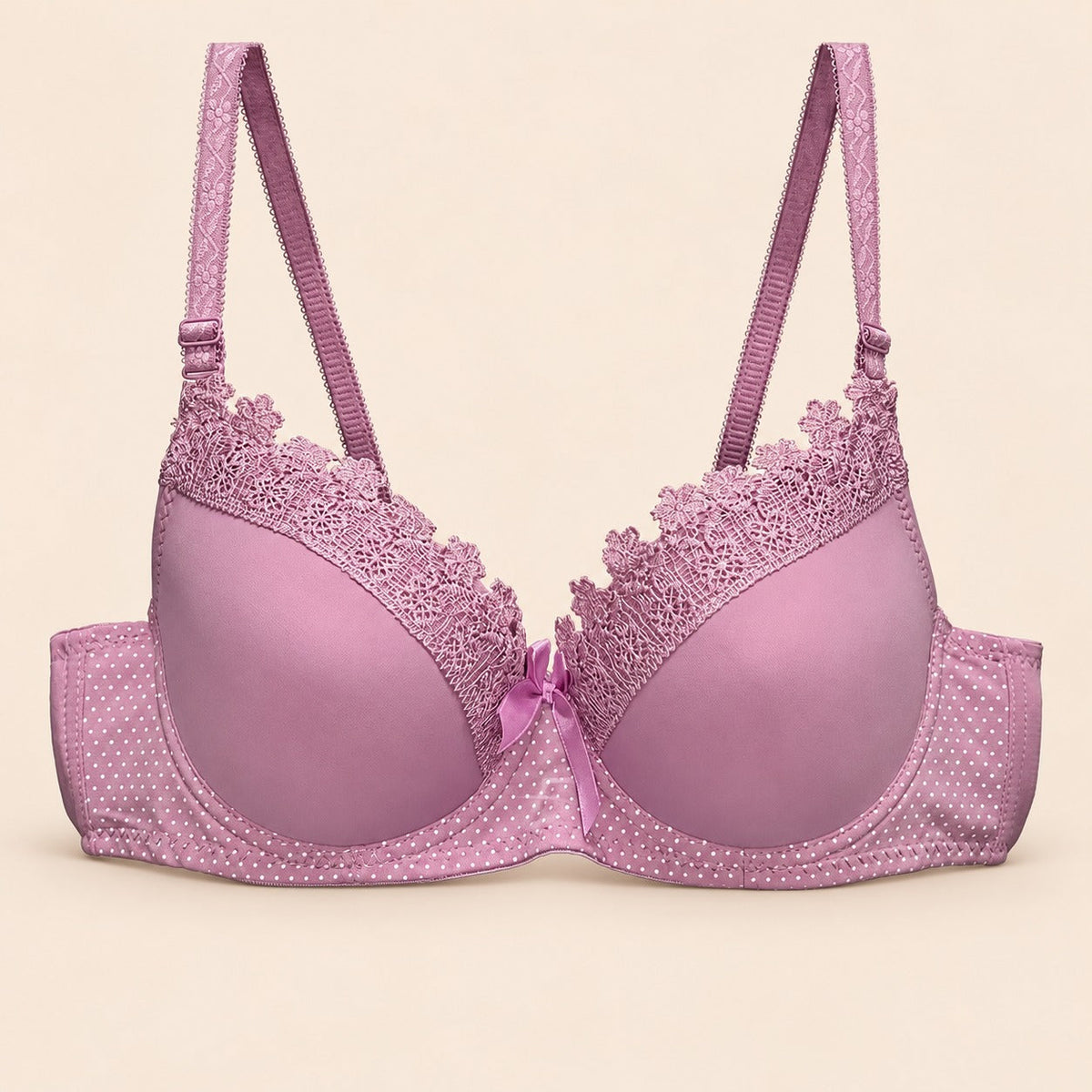 Brasier con encaje de copa completa rosa M