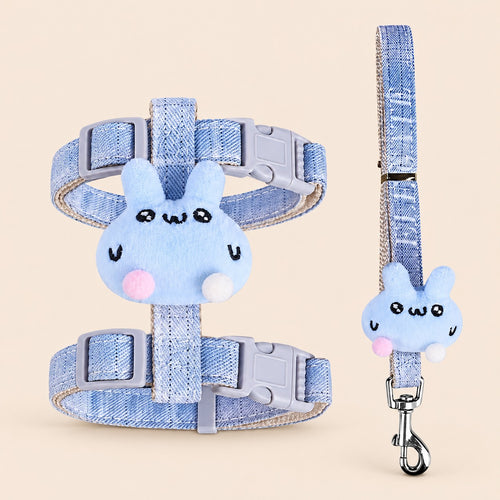 Arnés cute antiescape ajustable para mascotas paseos seguros azul