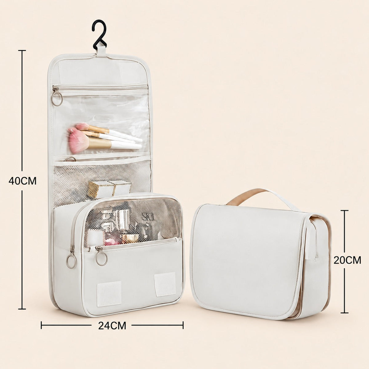 Bolsa de aseo para viaje con gancho de colgar