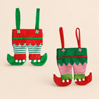Bolsa de Navidad decorativa con forma de duende verde y rojo rayas