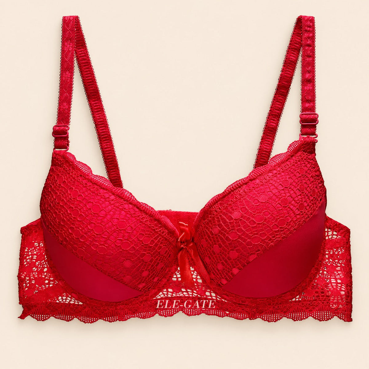 Brasier con encaje trasparente de espalda copa completa rojo M