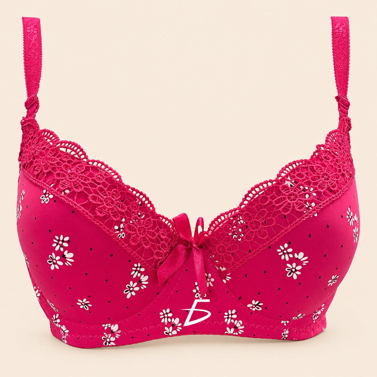 Brasier con encaje de copa completa fucsia M