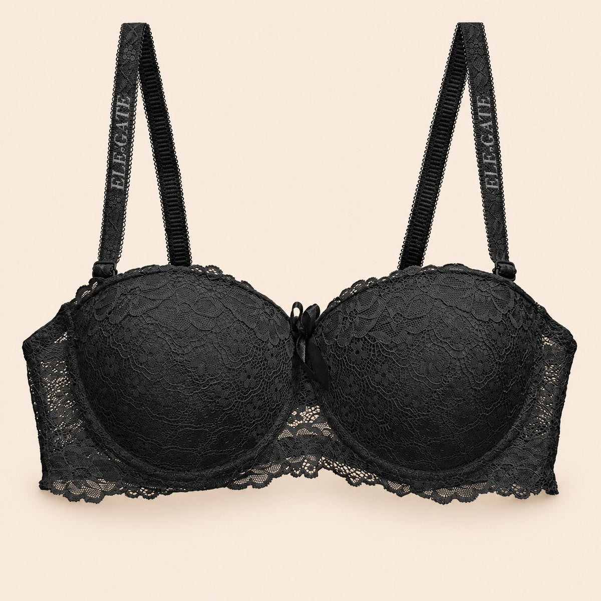 Brasier con encaje de flores copa completa negro M