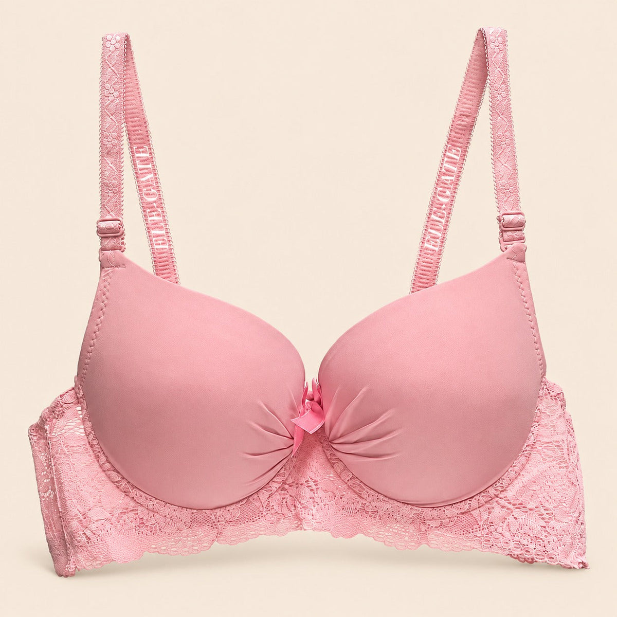 Brasier con copa completa espalda de encajé con efecto push salmón M