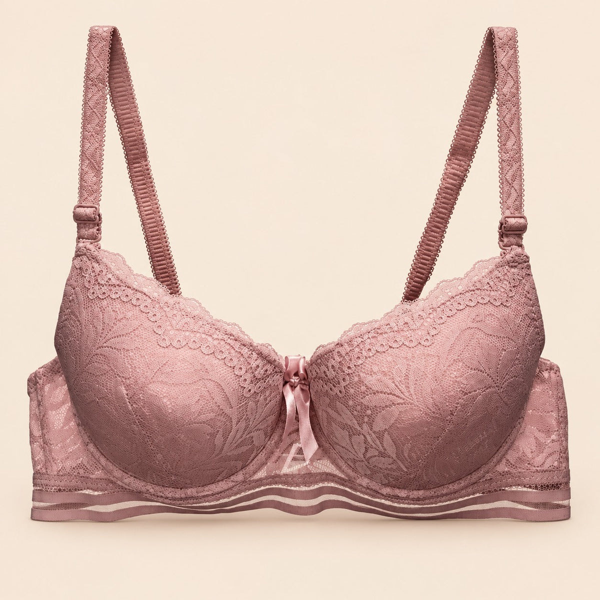 Brasier con encaje y push up con tirantes ajustables salmon M