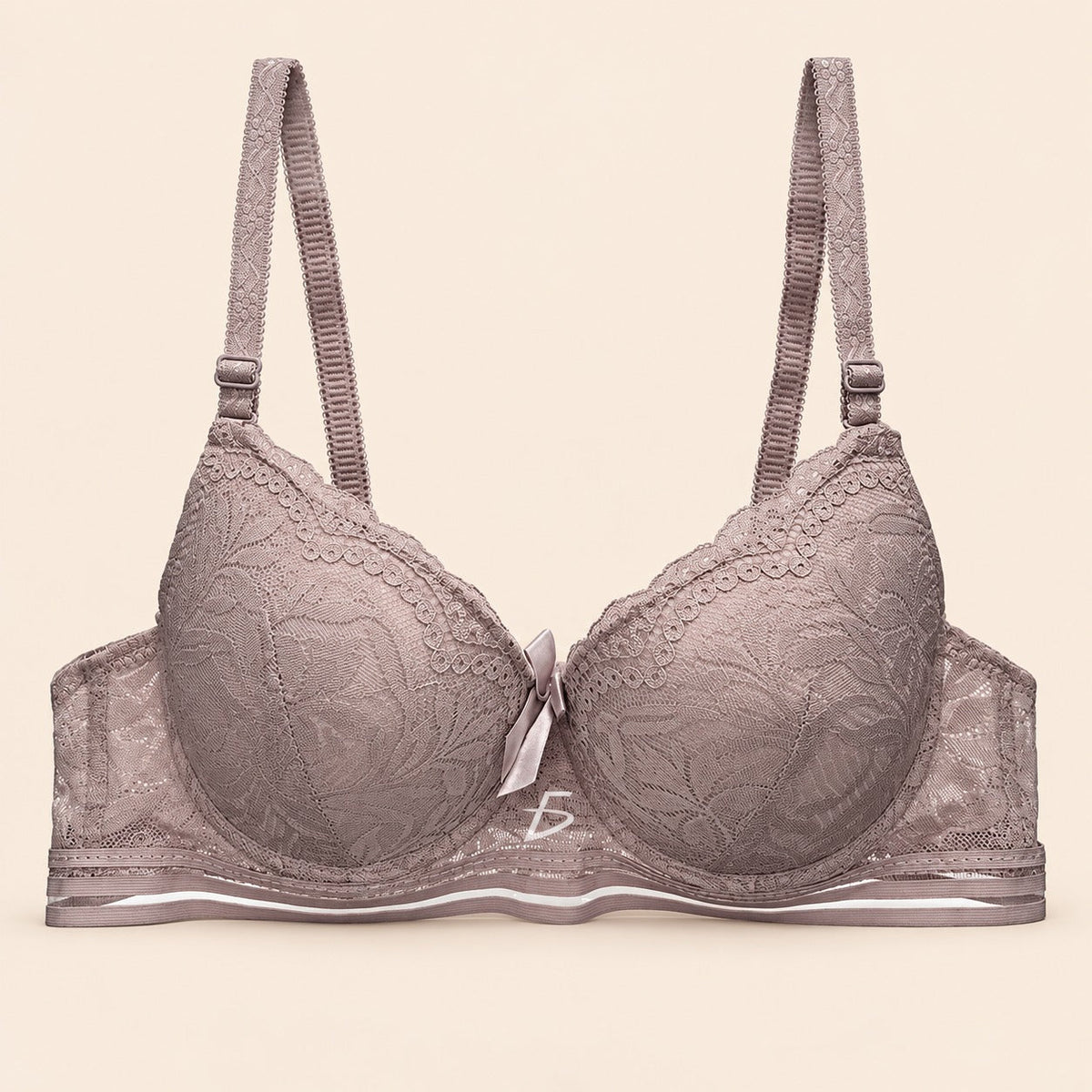 Brasier con encaje y push up con tirantes ajustables beige M