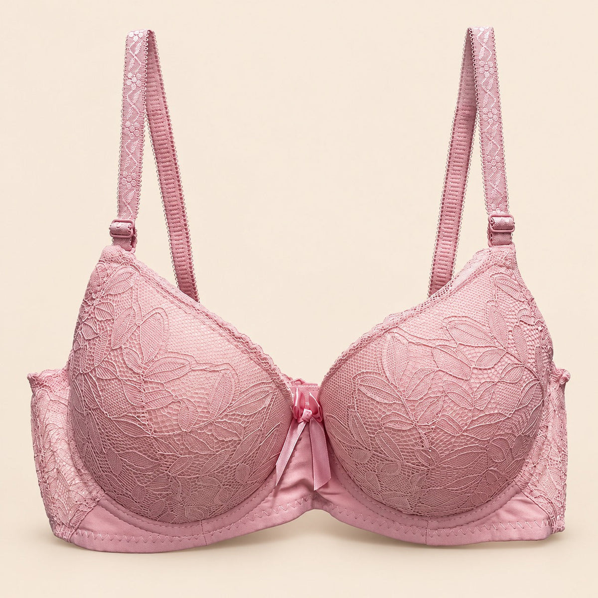 Brasier con encaje copa completa slight push up rosa M