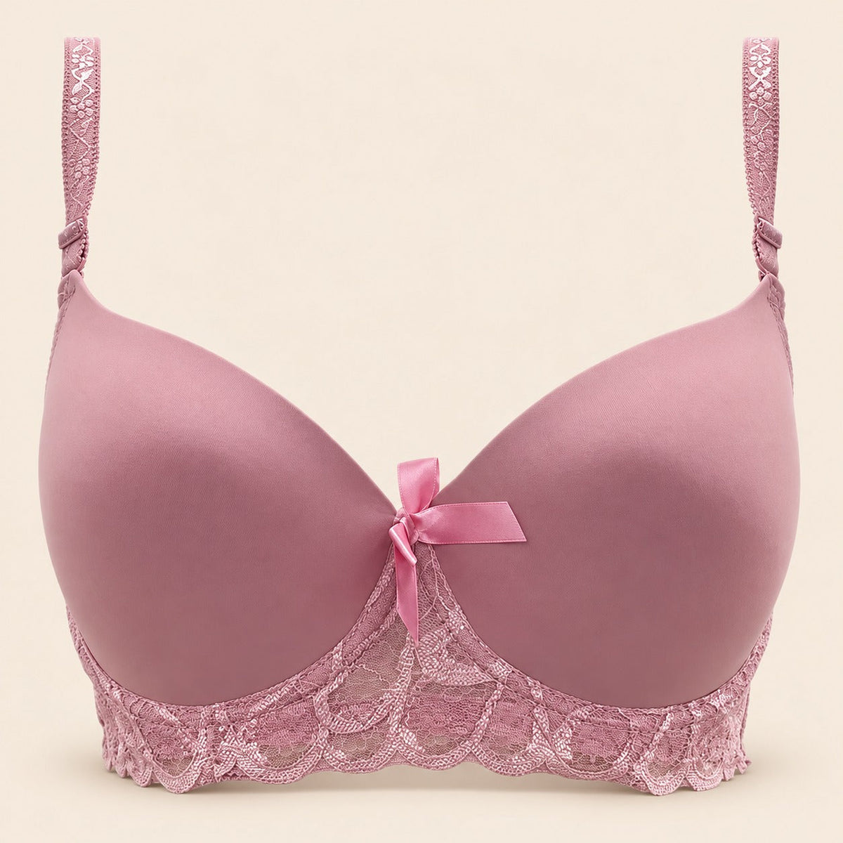 Brasier con encaje de espalda de 3 broches rosa M