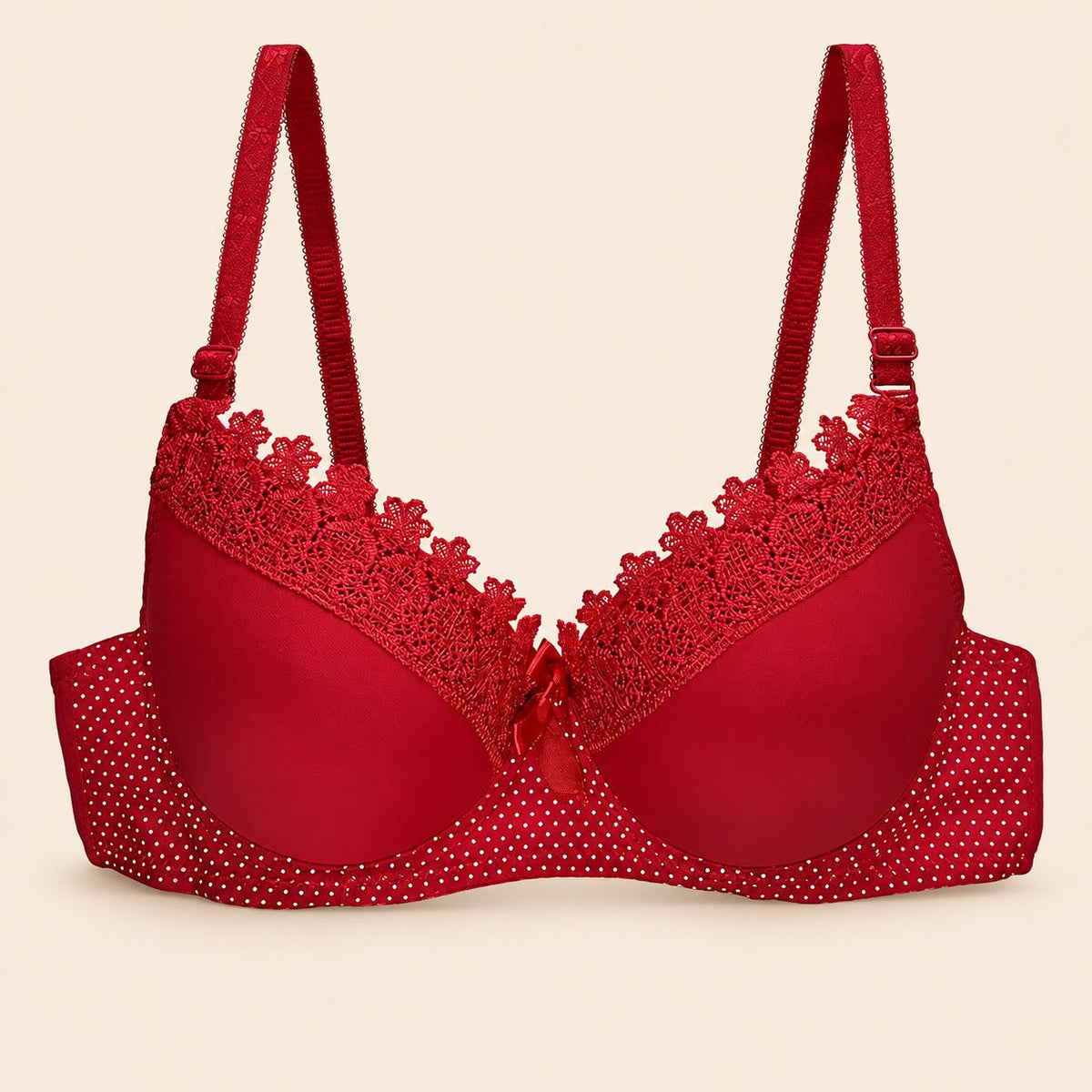 Brasier con encaje de copa completa rojo M