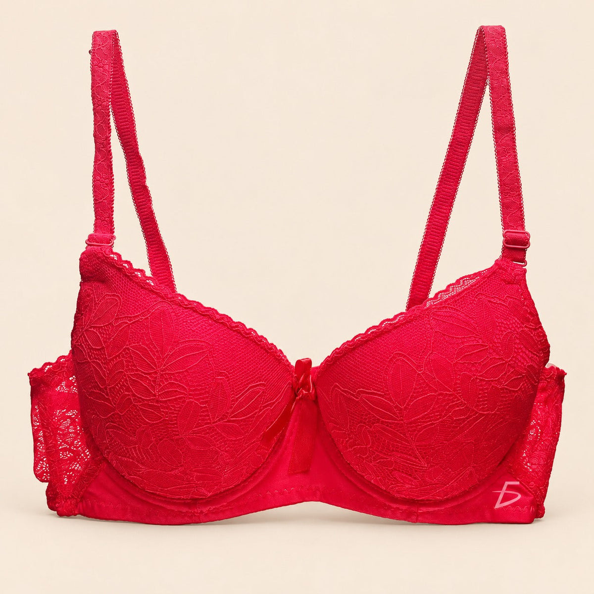 Brasier con encaje copa completa slight push up rojo M