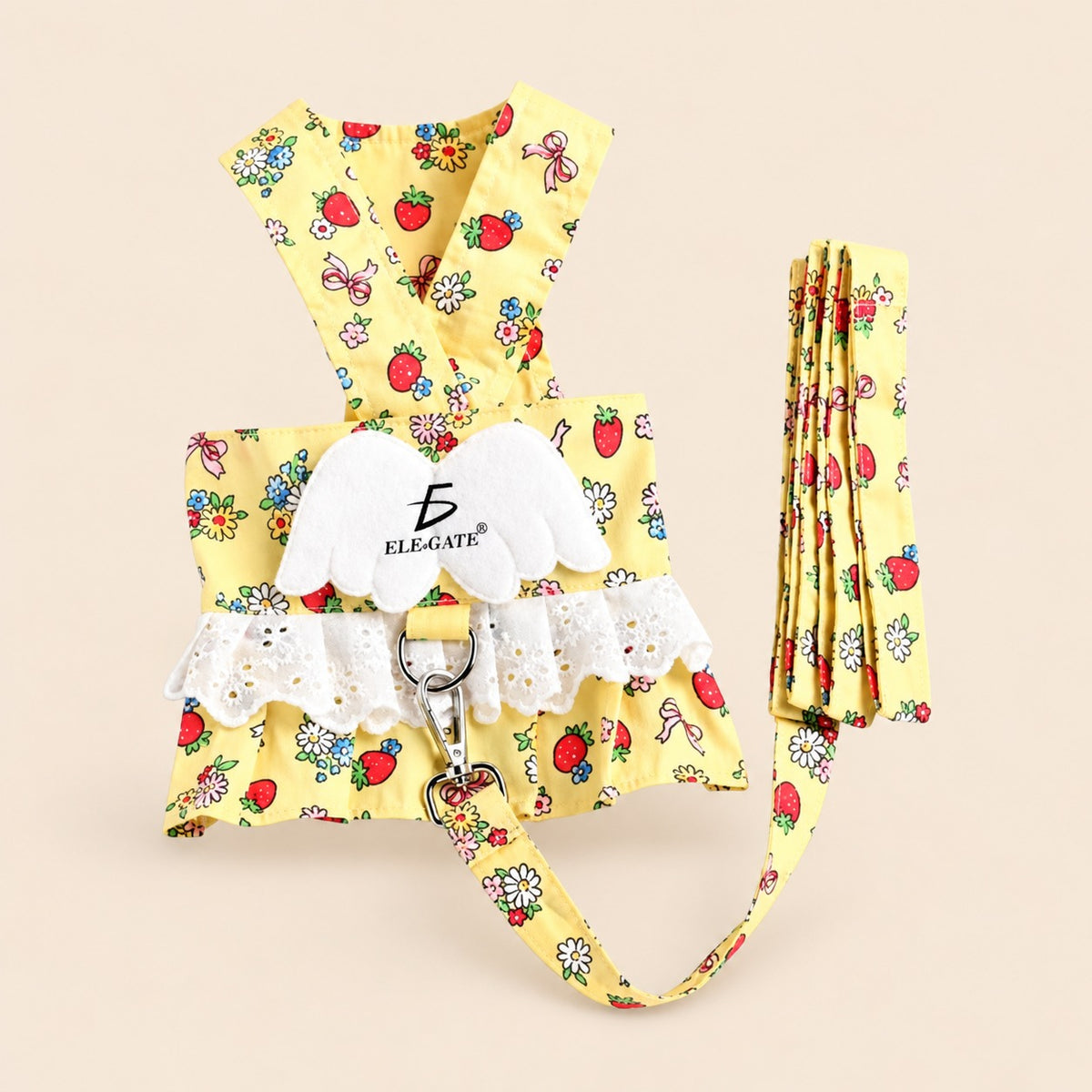 Vestido arnés para perros pequeños talla pequeña amarillo