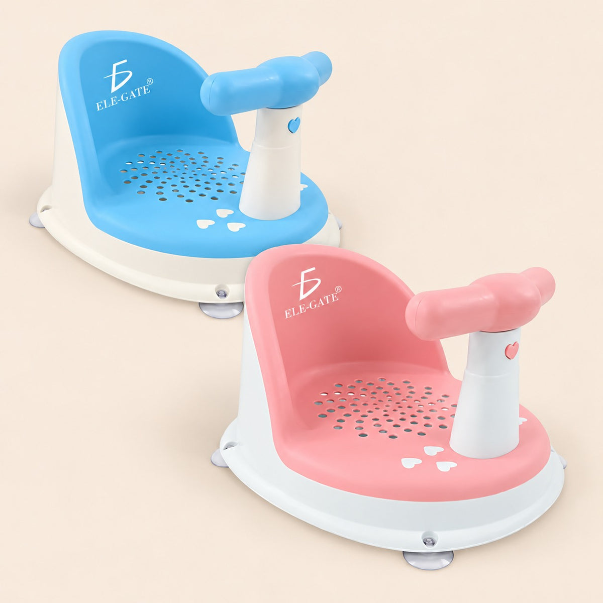 Asiento de baño para bebé con respaldo y ventosas