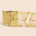 Listón brilloso de tela con destellos dorado plateado y rojo