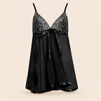Baby doll coquete con encaje y transparencia - M