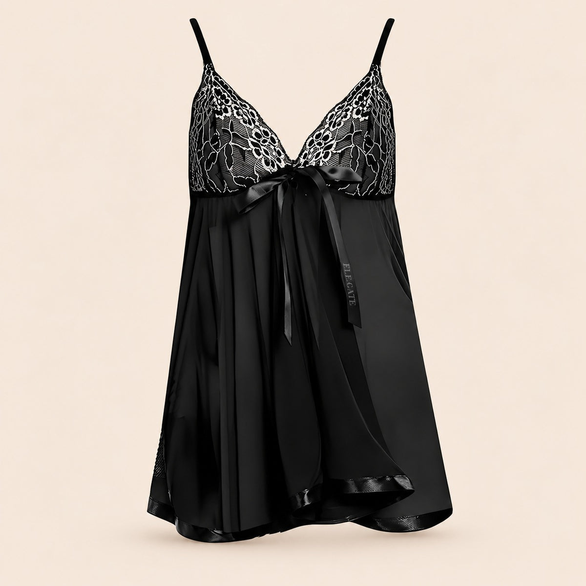 Baby doll coquete con encaje y transparencia - M