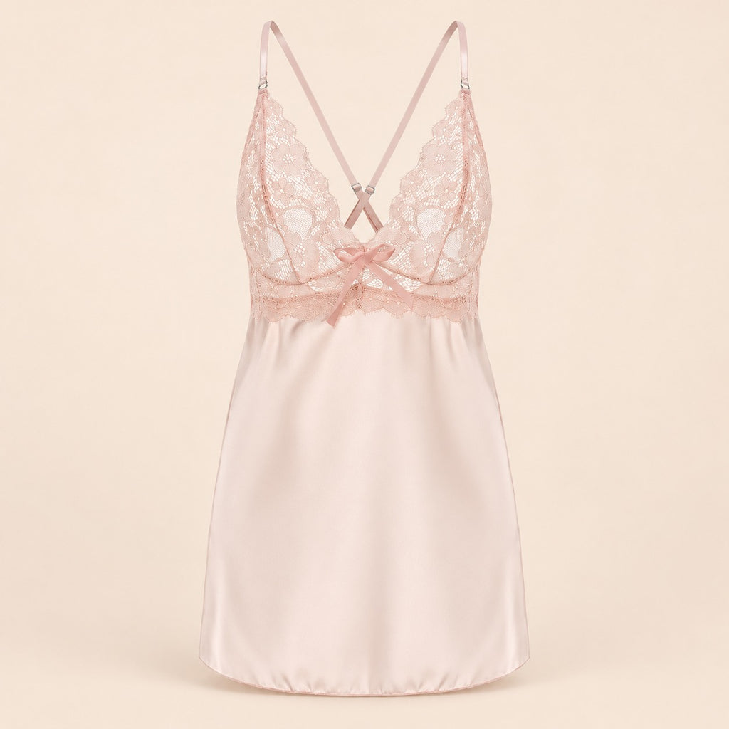 Baby doll con encaje y escote en V talla L