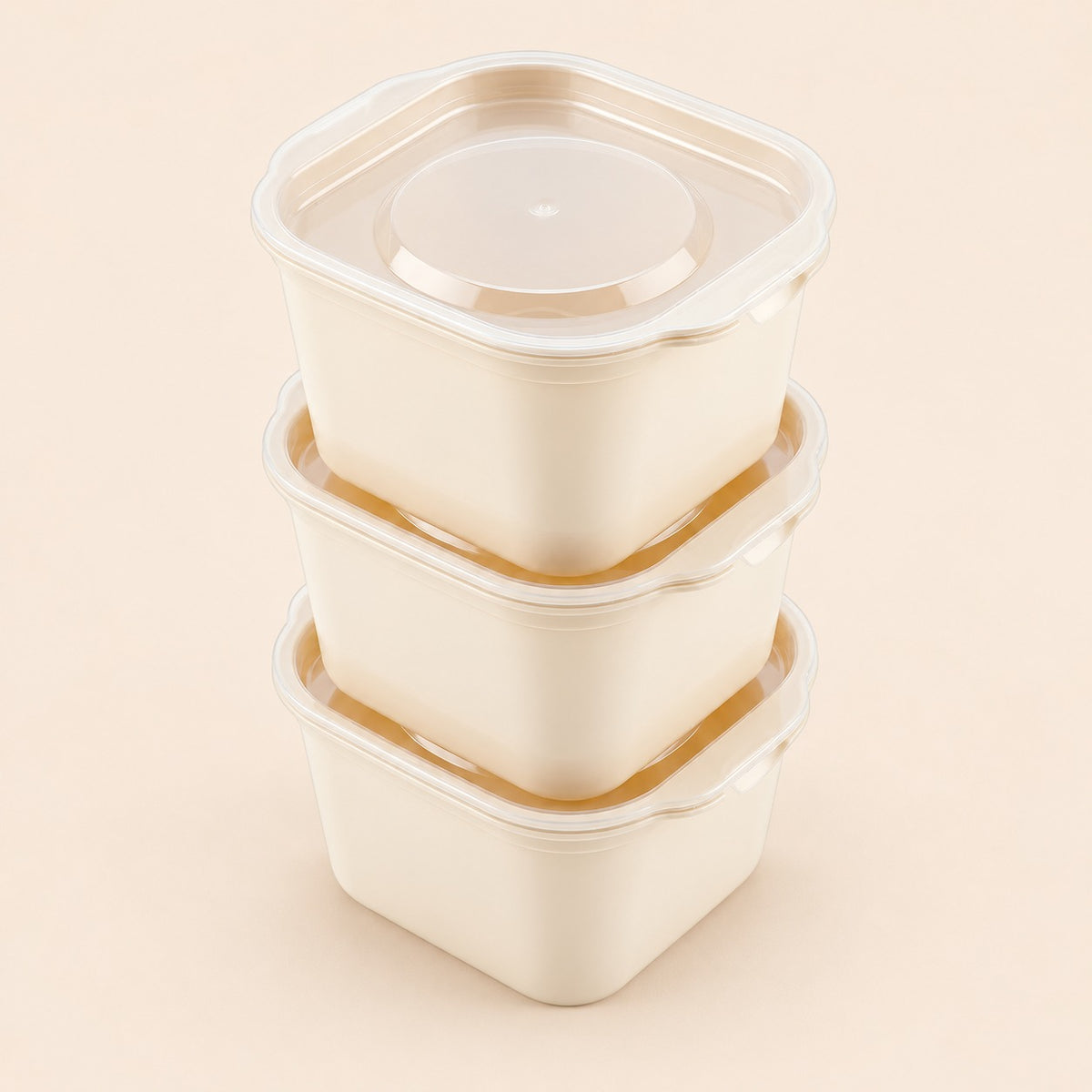Set de 3 envases beige de 280 ml PP5 para microondas