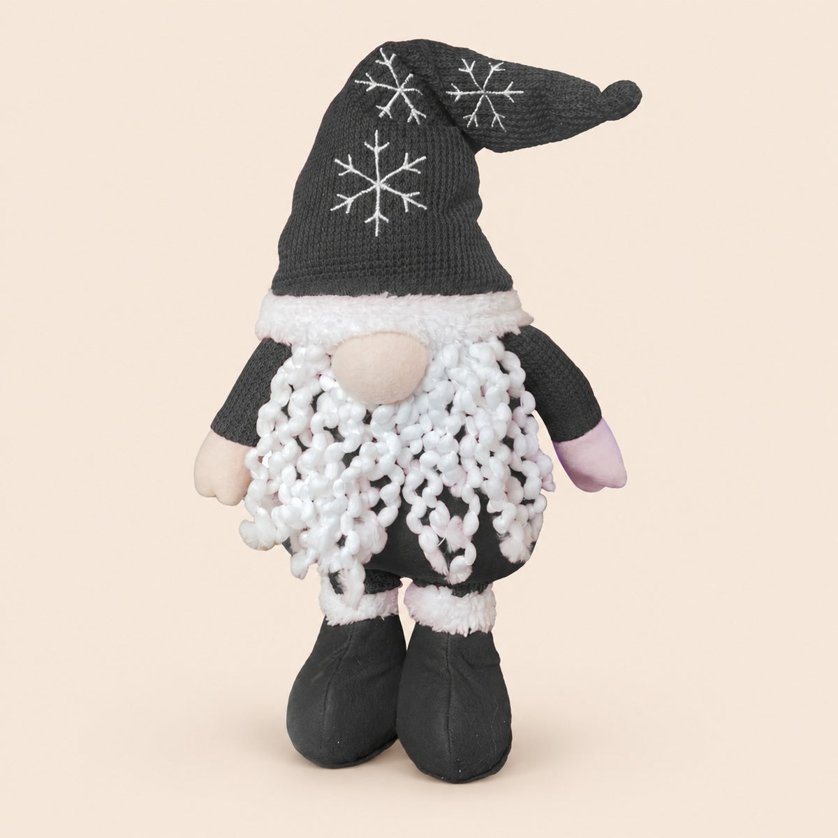 Adorno navideño artesanal de ayudante de Santa - gris
