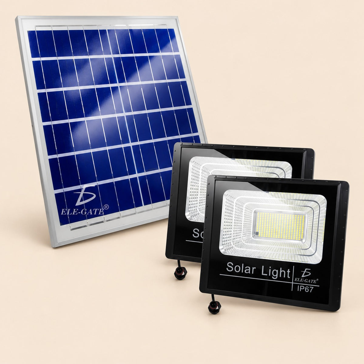 Set de 2 reflectores LED solares de 300 W con panel