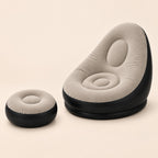 Sillón inflable gris con reposapiés