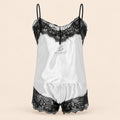 Pijama de seda de hielo de dos piezas para mujer talla L blanco L