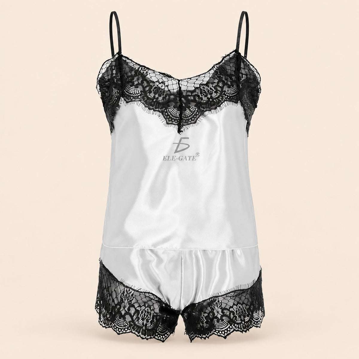 Pijama de seda de hielo de dos piezas para mujer talla L blanco L