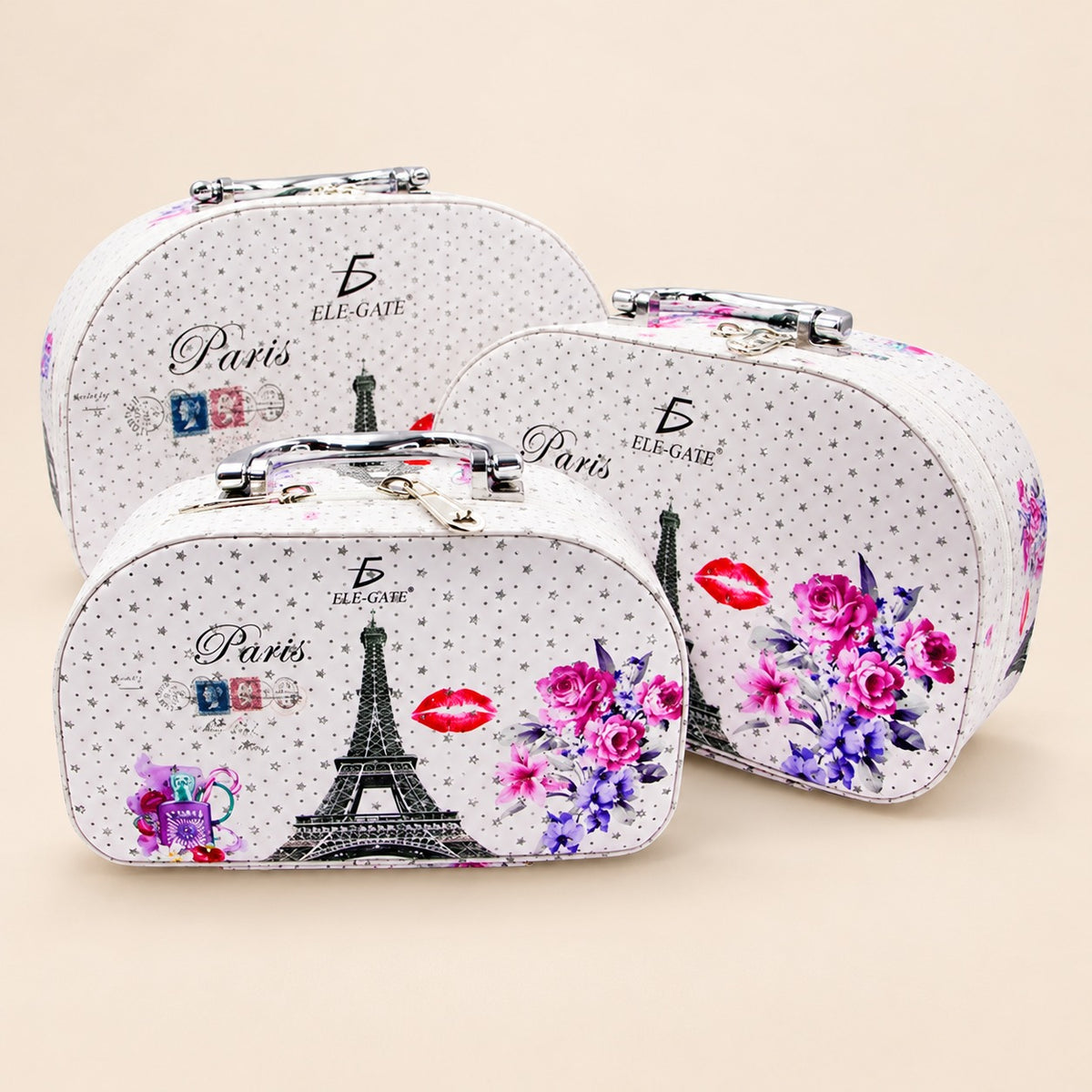 Kit de 3 cosmetiqueras con espejo para viaje
