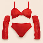 Conjunto de lencería con mangas - M rojo M